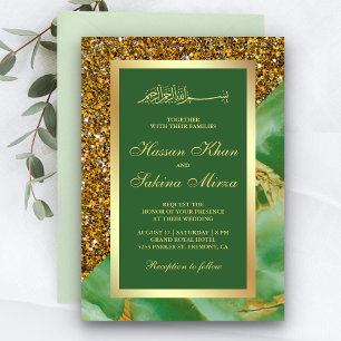 Falscher Goldglitter Grüner Marmor Muslimische Hoc Einladung