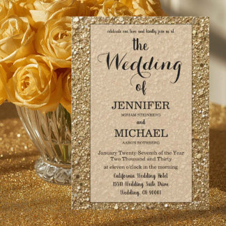 Falscher Goldglitter | Luxus-QR-Code-Hochzeit Einladung
