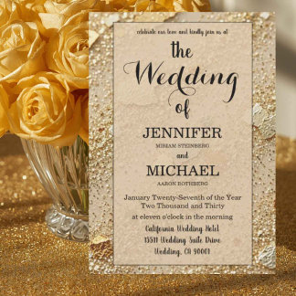 Falscher Goldglitter | Luxus-QR-Code-Hochzeit Einladung