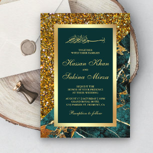 Falscher Goldglitter Türkisgrüner Marmor Muslimisc Einladung