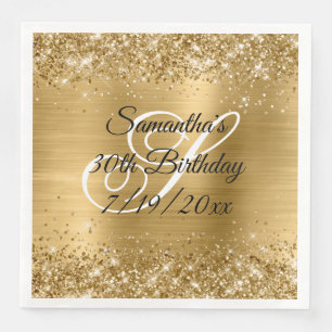 Falscher Goldglitter und Folie 30. Geburtstag Serviette
