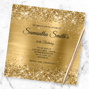 Falscher Goldglitter und glänzende Folie 40. Gebur Einladung