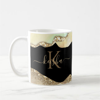 Falscher Goldglitter und pastellfarbene Wellen-Bli Kaffeetasse