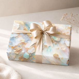 Falscher holografischer Opal-Mondstein-Gold-Schmet Geschenkpapier Set