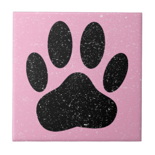Falscher Hund Pawprint Quadrat Rosa Fliese