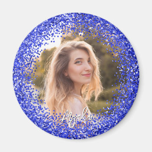 Falscher königsblauer Glitter-Foto Magnet