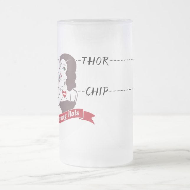 Falscher Loch-Chip oder Thor-Tasse Mattglas Bierglas (Mittel)