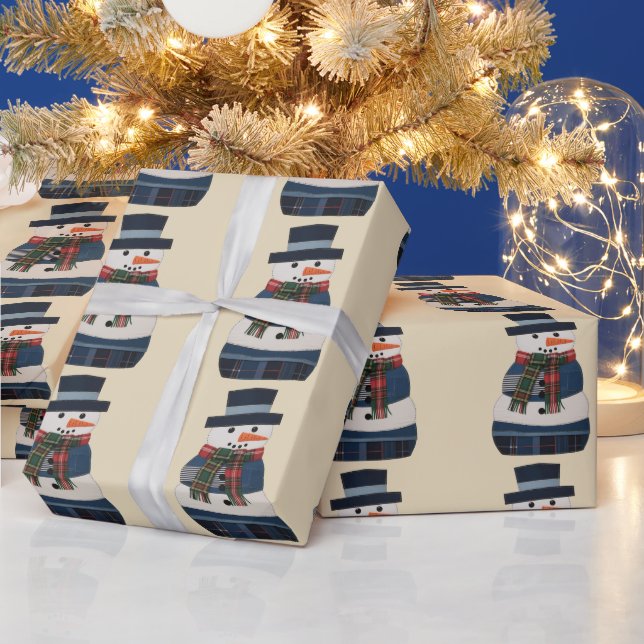 Falscher Patchwork-Schneemann-Feiertag Xmas Geschenkpapier (Feiertage)