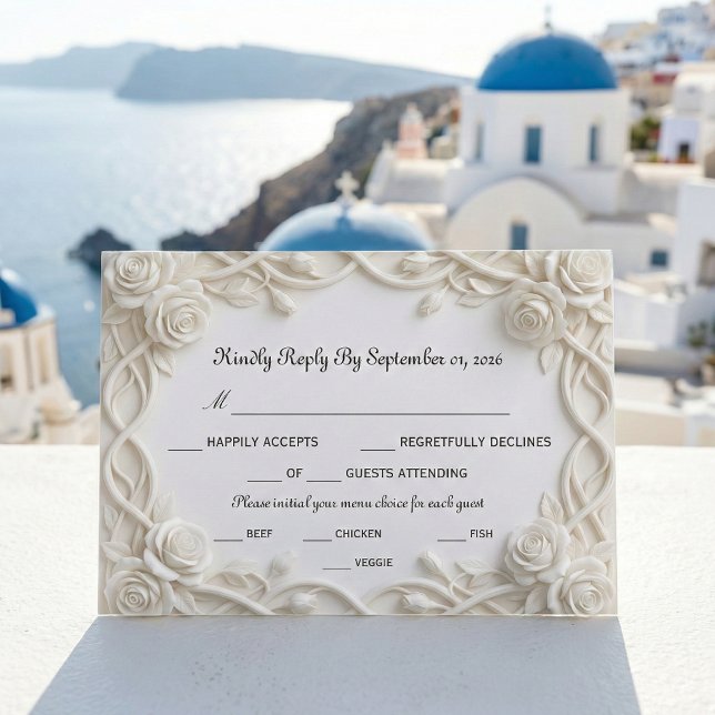 Falscher reliefgeprägter Gips Weißer Blumenrelief RSVP Karte (Von Creator hochgeladen)