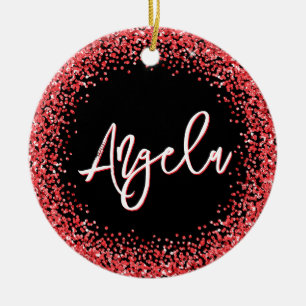Falscher roter Glitter-Schwarz-Foto Keramik Ornament