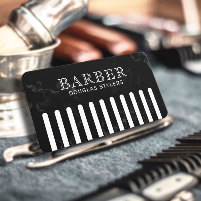 Falscher schwarzer Kamm Friseur Visitenkarte (Von Creator hochgeladen)
