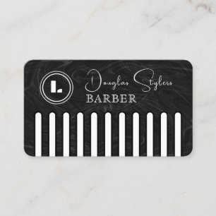 Falscher schwarzer Kamm mit Logo für den Friseur Visitenkarte