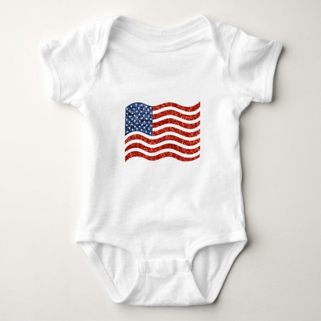 Falscher Sequenzprint American Flag Baby Strampler (Vorderseite)