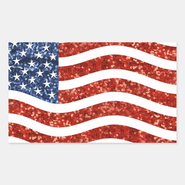 Falscher Sequenzprint American Flag Rechteckiger Aufkleber (Vorderseite)
