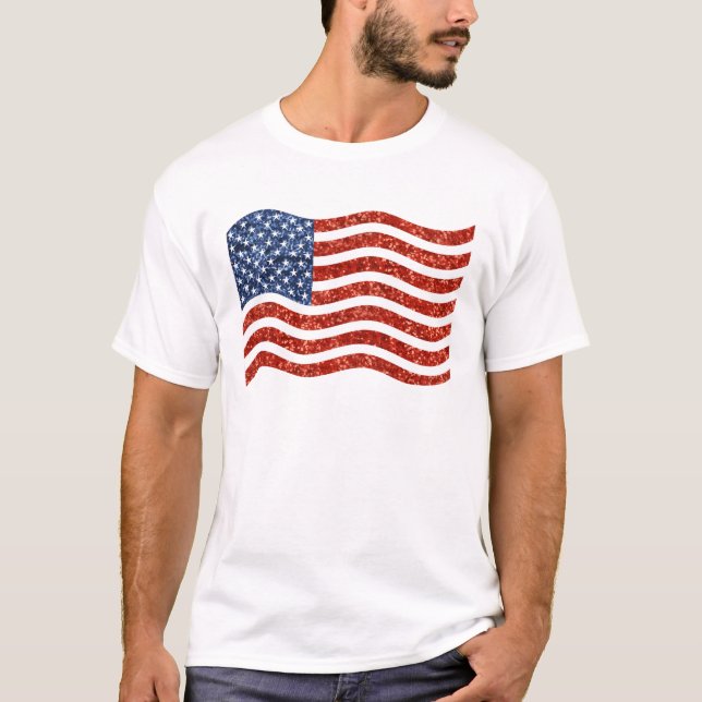 Falscher Sequenzprint American Flag T-Shirt (Vorderseite)