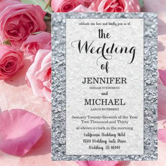 Falscher Silberglitter | Luxus-QR-Code-Hochzeit Einladung