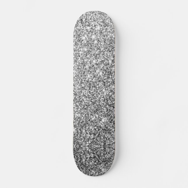 Falscher Silver Glitter Sparkle Shine Skateboard (Vorderseite)