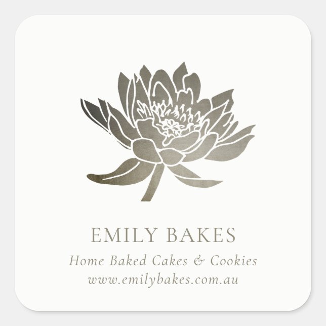 FALSCHER SILVER LOTUS FLORAL BUSINESS PROFESSIONAL QUADRATISCHER AUFKLEBER (Vorderseite)