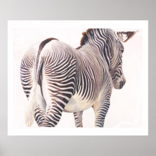 "Falscher Weg" Zebra Wildlife Watercolor Poster