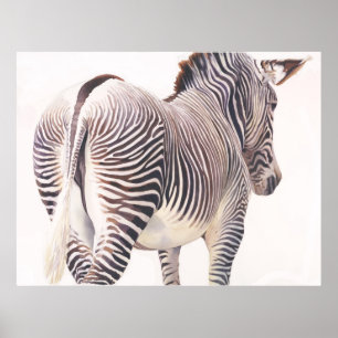 "Falscher Weg" Zebra Wildlife Watercolor Poster