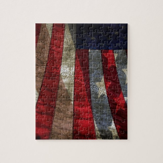 Falsches amerikanisches Flaggendesign mit JFK-Zita Puzzle (Vertikal)