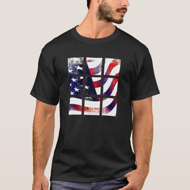 Falsches amerikanisches Flaggenmuster T-Shirt (Vorderseite)
