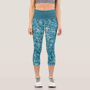 Falsches blauen Sequenzmuster Capri Leggings