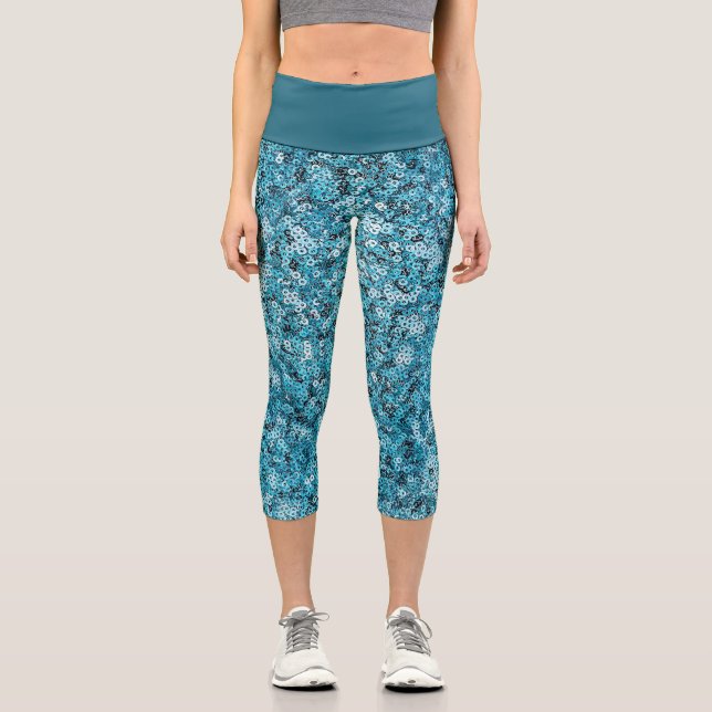 Falsches blauen Sequenzmuster  Capri Leggings (Vorderseite)