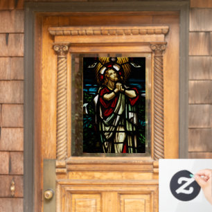 Falsches Bleiglas Jesus betet in der Wildnis Fensteraufkleber