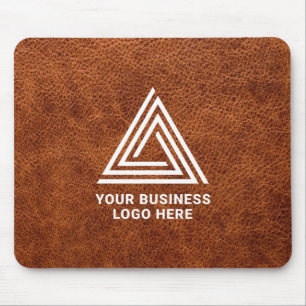 Falsches braunes Leder modernes Geschäft-Logo Mousepad