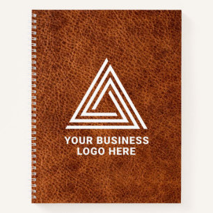 Falsches braunes Leder modernes Geschäft-Logo Notizbuch