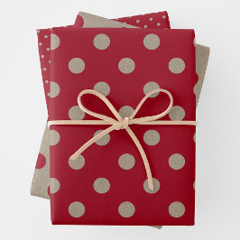 Falsches braunes und rotes Kraftpapier mit Tupfen Geschenkpapier Set