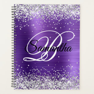 Falsches glänzendes Silber-Glitter-Amethyst-Folie- Planer