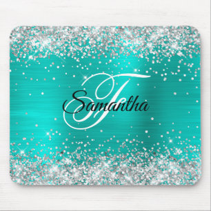 Falsches glänzendes Silber-Glitter-Türkisfarbenes  Mousepad
