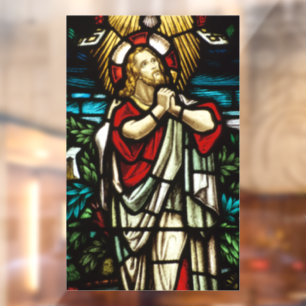 Falsches Glasmalerei Jesus betet in der Wildnis Fensteraufkleber
