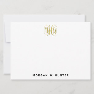 Falsches Gold 3 Anfangsreben-Schrift-Monogramm DIY Dankeskarte