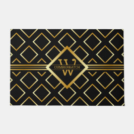 Falsches Gold-Achsen-Monogramm – Schwarz & Gold Fußmatte