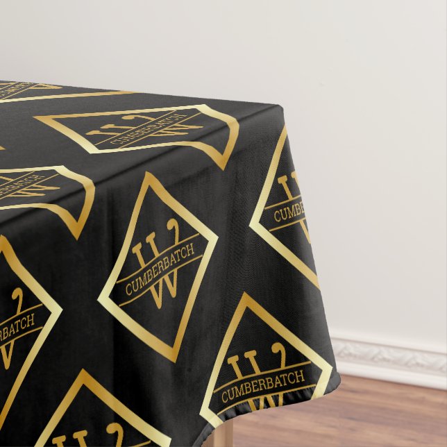 Falsches Gold-Achsen-Monogramm – Schwarz & Gold Tischdecke (Beispiel)