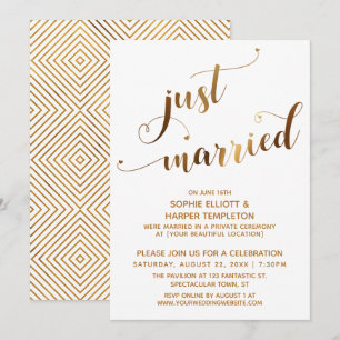 Falsches Gold auf Weiß Hochzeit Nach-Hochzeits-Eve Einladung