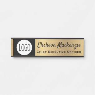 Falsches Gold Bürotürschild Zeichen Schwarzes Logo Türschild