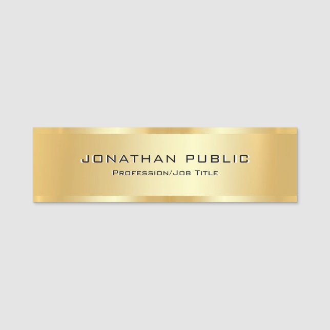 Falsches Gold Custom Modern Elegantes Template Lux Namensschild (Vorderseite)