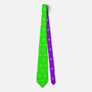 Falsches Gold Fleur de lis DIY Neon Grün Lila Krawatte