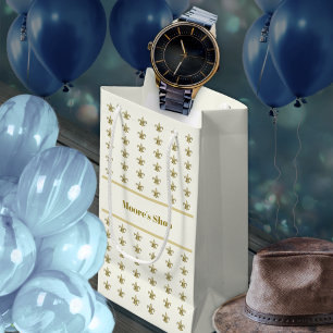 Falsches Gold FleurDeLis auf Elfenbein Kleine Geschenktüte