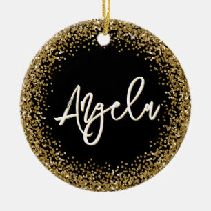 Falsches Gold Glitter Schwarz Foto Keramik Ornament
