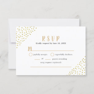Falsches Gold-Konfetti-Hochzeitsbuffet-RSVP RSVP Karte