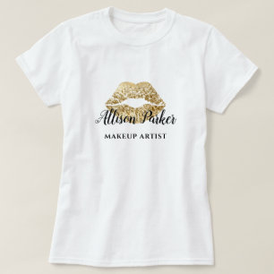 Falsches Gold Makeup Artist Logo Kiss Name T-Shirt