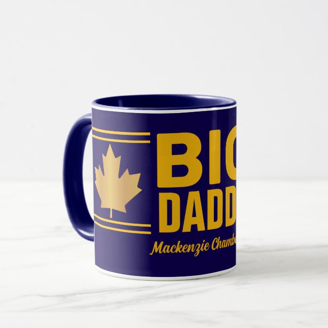 Falsches Gold Maple Leaf Big Daddy auf Navy Blau Tasse (Vorderseite Links)