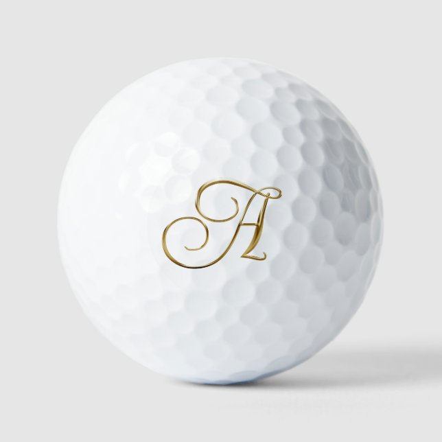 Falsches Gold Metallisches Monogramm A Golfball (Vorderseite)