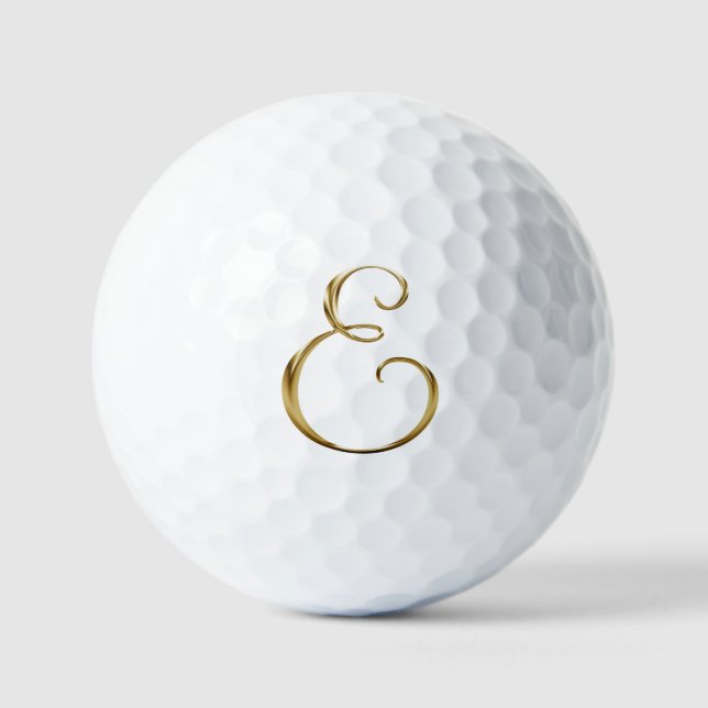 Falsches Gold Metallisches Monogramm E Golfball (Vorderseite)