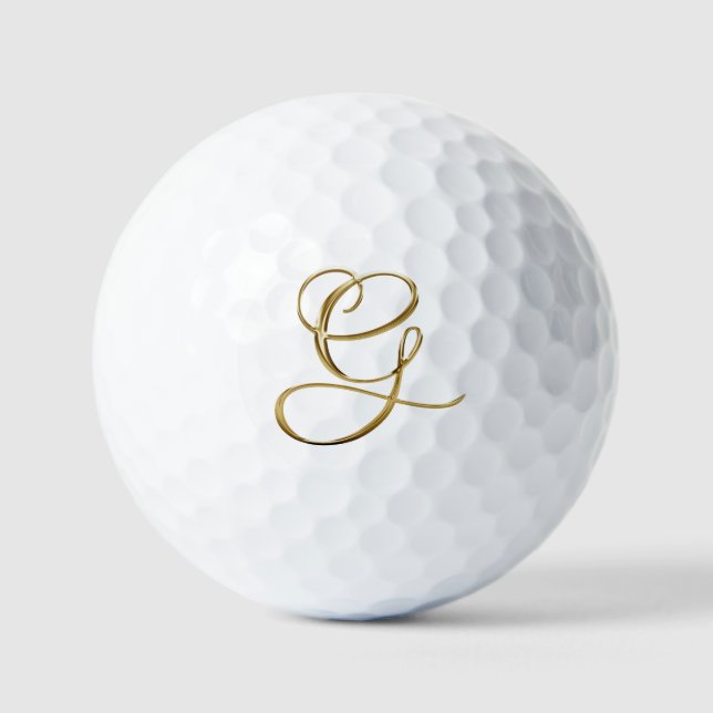 Falsches Gold Metallisches Monogramm G Golfball (Vorderseite)